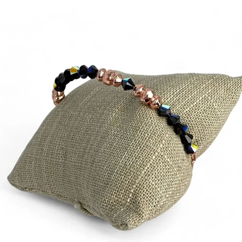 Alex and Ani Rose Gold Joy Swarovski Crystal Beaded Bangle Bracelet